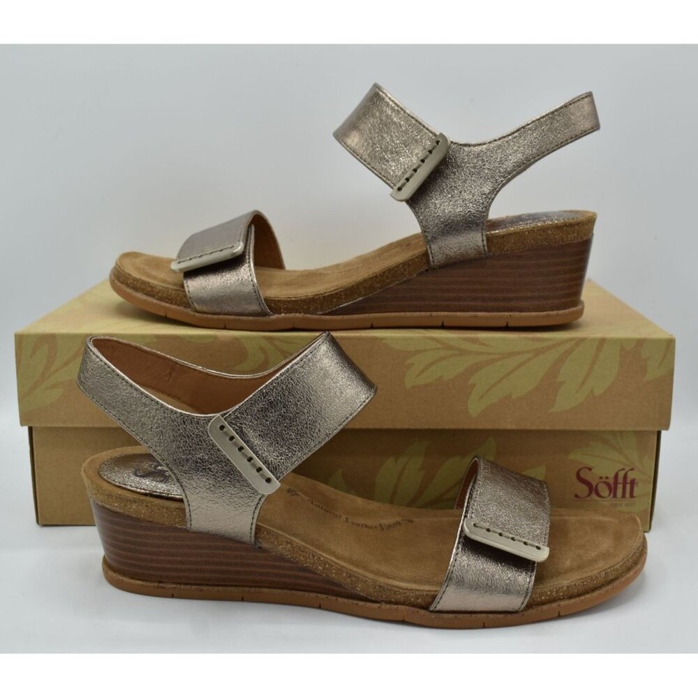 Sofft Womens Size 11 Verdi II Bronze Leather Wedge Sandals Shoes - Picture 11 of 14